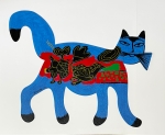 Sculpture en mtal Le chat bleu