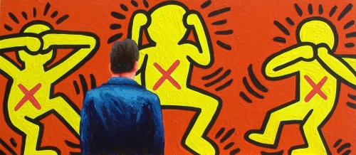 Gerard Boersma - Ignorance Is Fear (Self-portrait with Keith Haring painting)