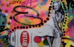Marilyn Monroe on Krylon  stencil/spraypaint en inkt  handgesigneerd