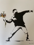 Banksy print signe planche - Flower Chucker