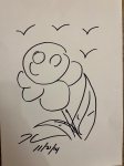 Jeff Koons dessinant des fleurs